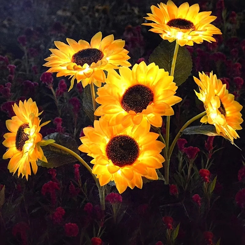Solar Powered Sunflower LED Garden Decor for Outdoor Pathways
