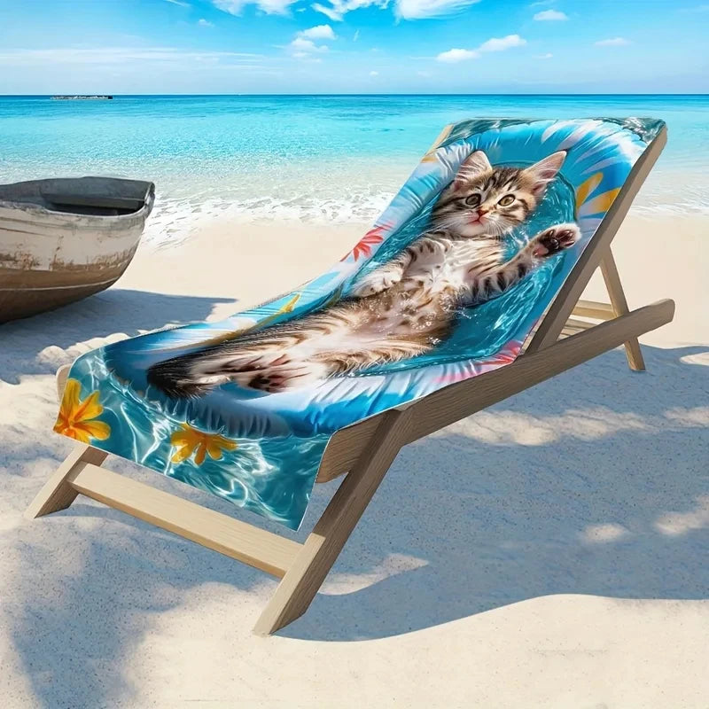 Cute Kitten Inflatable Floater Beach Towel For Beach And Pool