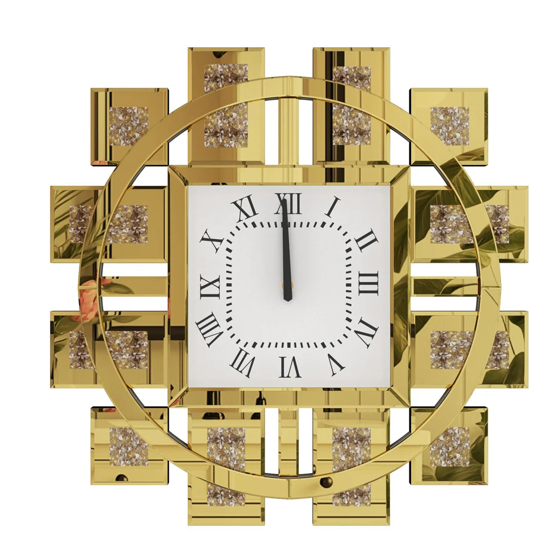 Decorative Wall Clock Crystal Crushed Diamond Inlay Battery Operated