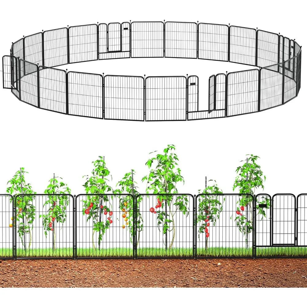 DAFIFY Outdoor Garden Fence With Gate Heavy Duty Iron Fencing