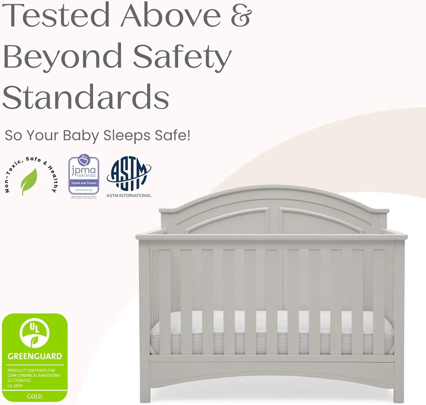 Greenguard Gold Certified Six-In-One Convertible Crib Adjustable Height