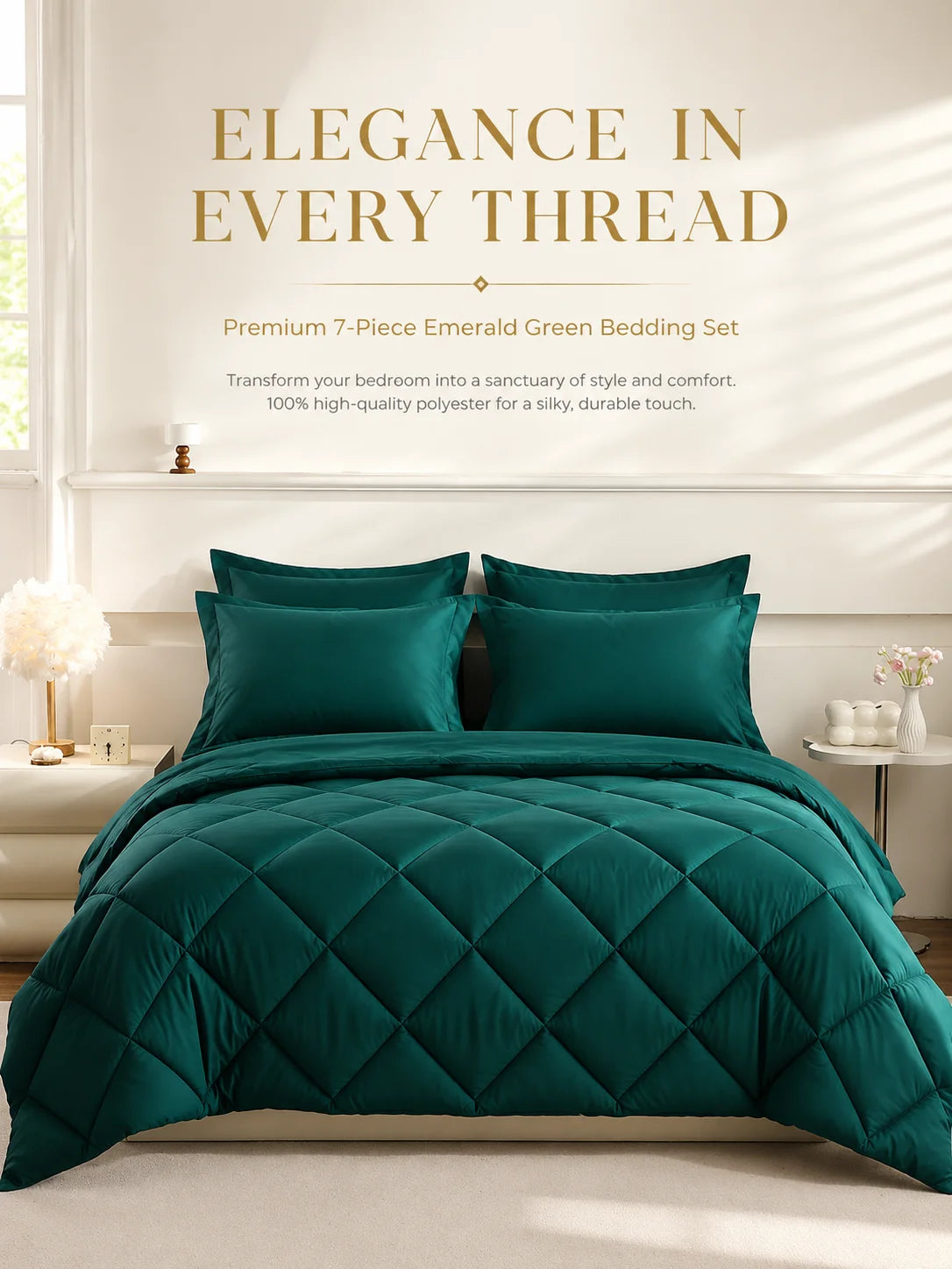 EasYum 7 Piece Bedding Set Comforter Sheet Pillowcases