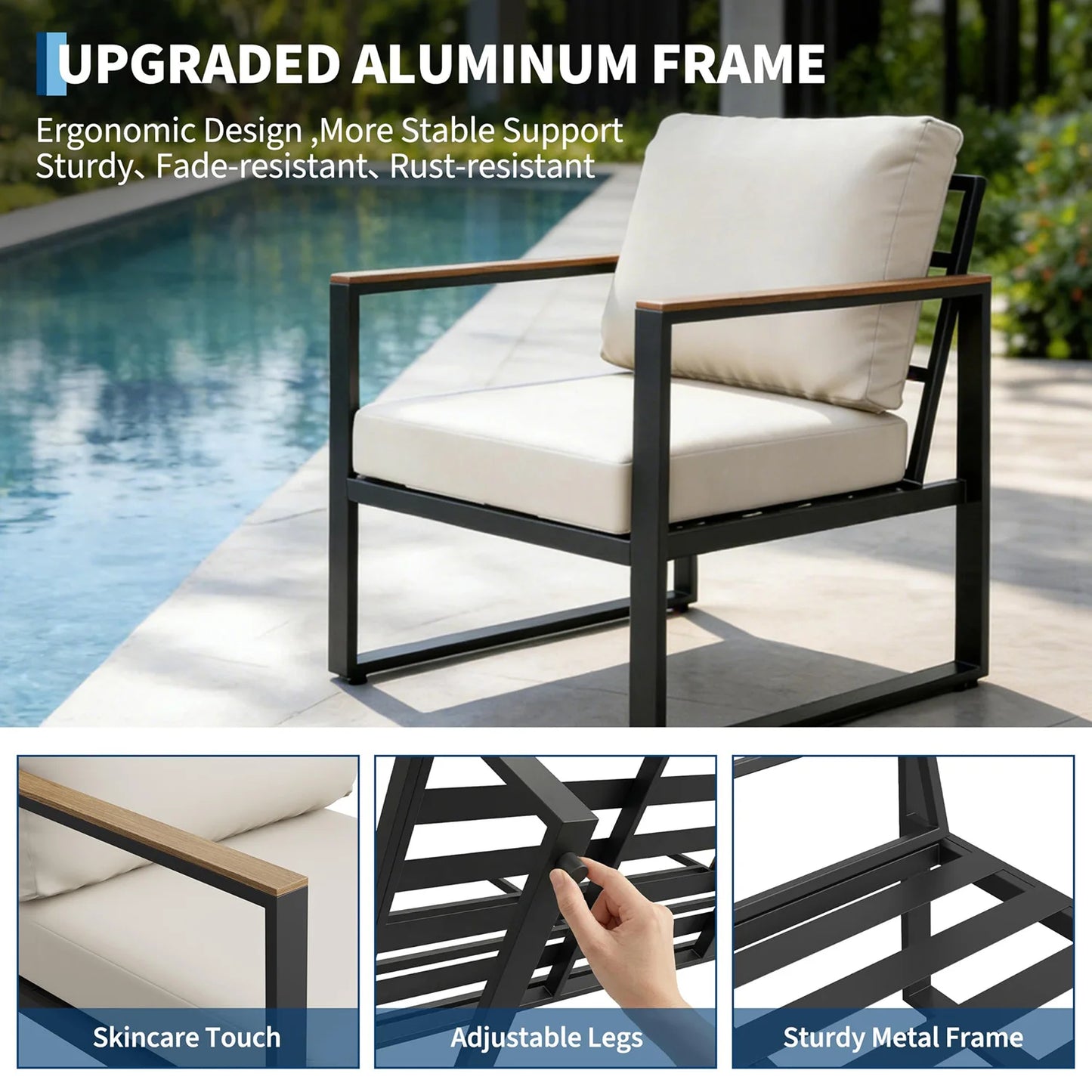 HobbyLane Modern 4-Piece Patio Furniture Set With Outdoor Coffee Table
