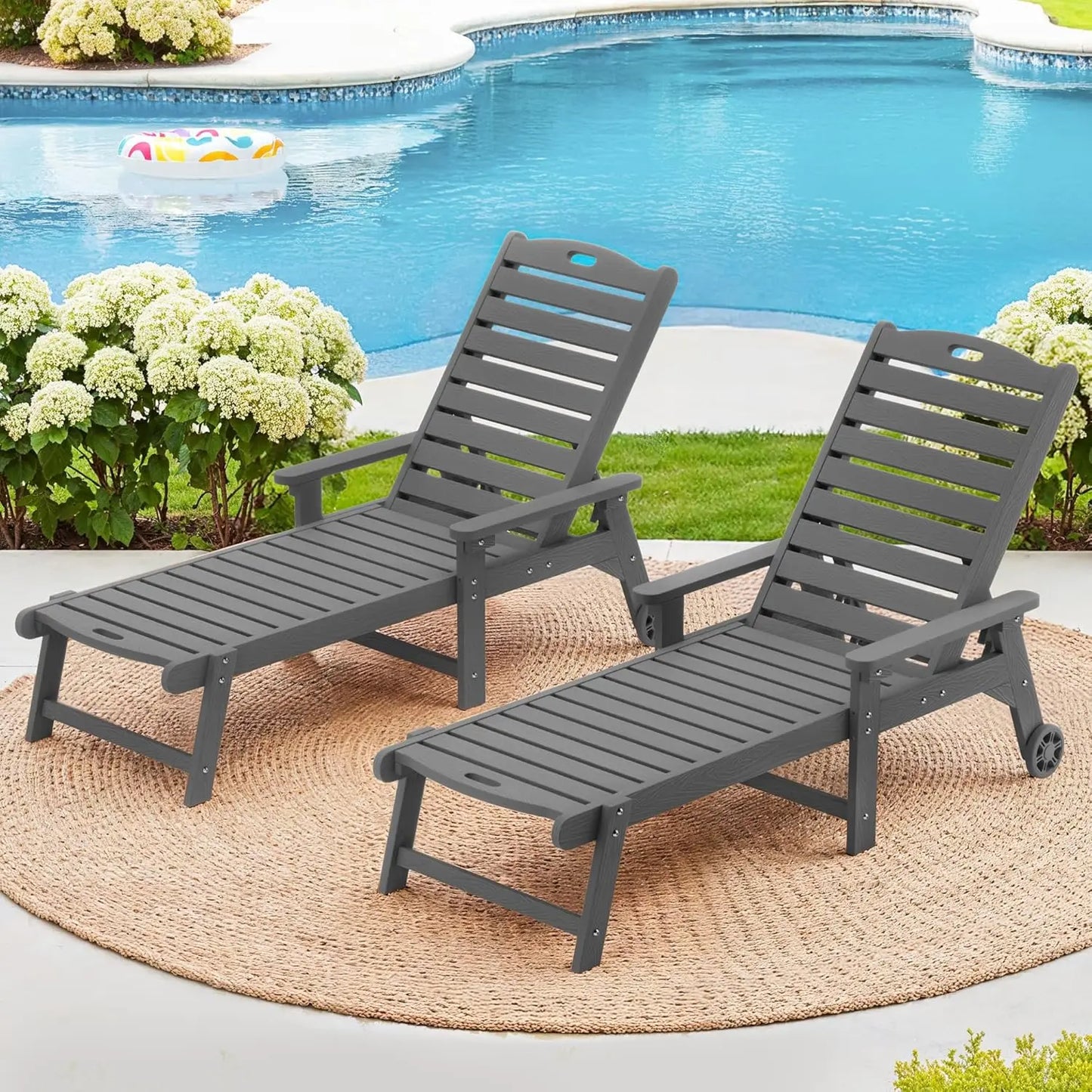 HDPS Outdoor Chaise Lounges Set Of 2 With 5 Position Adjustable