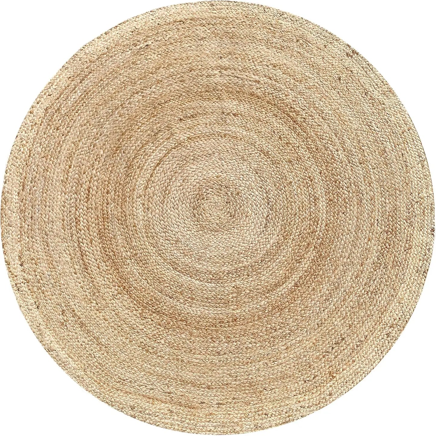 Hand Woven Jute Braided Round Rug, 6 Feet Natural Reversible for Living Room Kitchen Farmhouse Decor