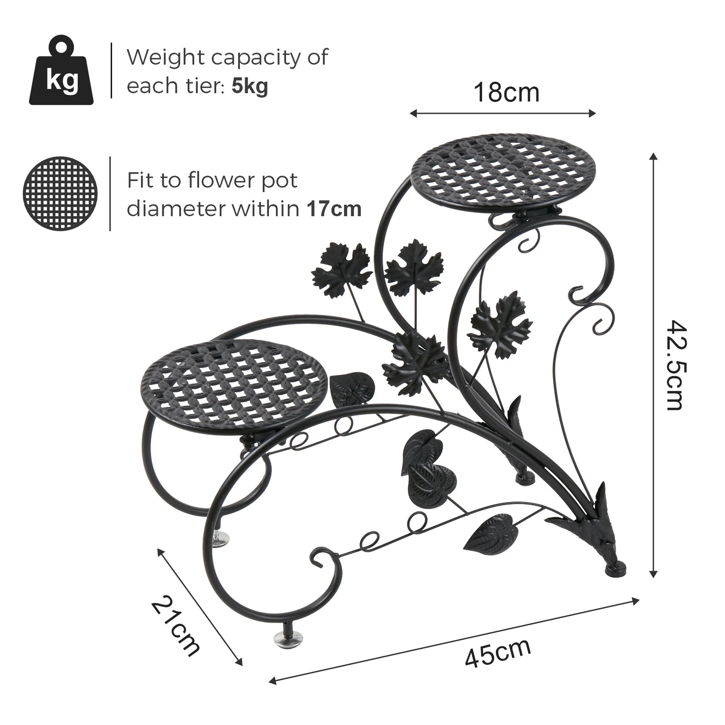 Wisfor Heart-Shaped Metal Plant Stand Two-Pack