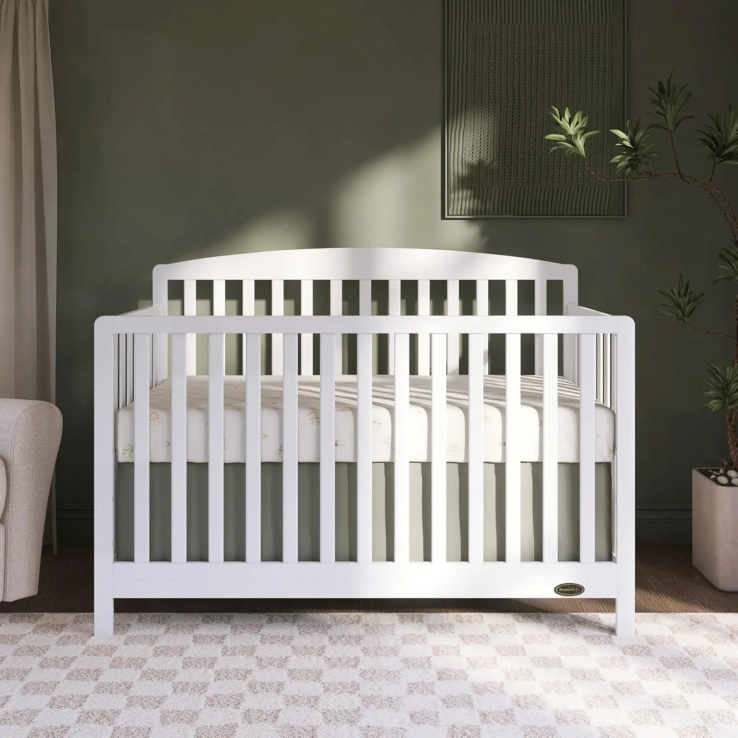 5-In-1 Convertible Baby Crib Converts To Toddler Bed Daybed