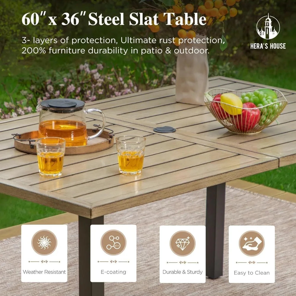 NBVCX 7-Piece Outdoor Dining Set for Six with Metal Table