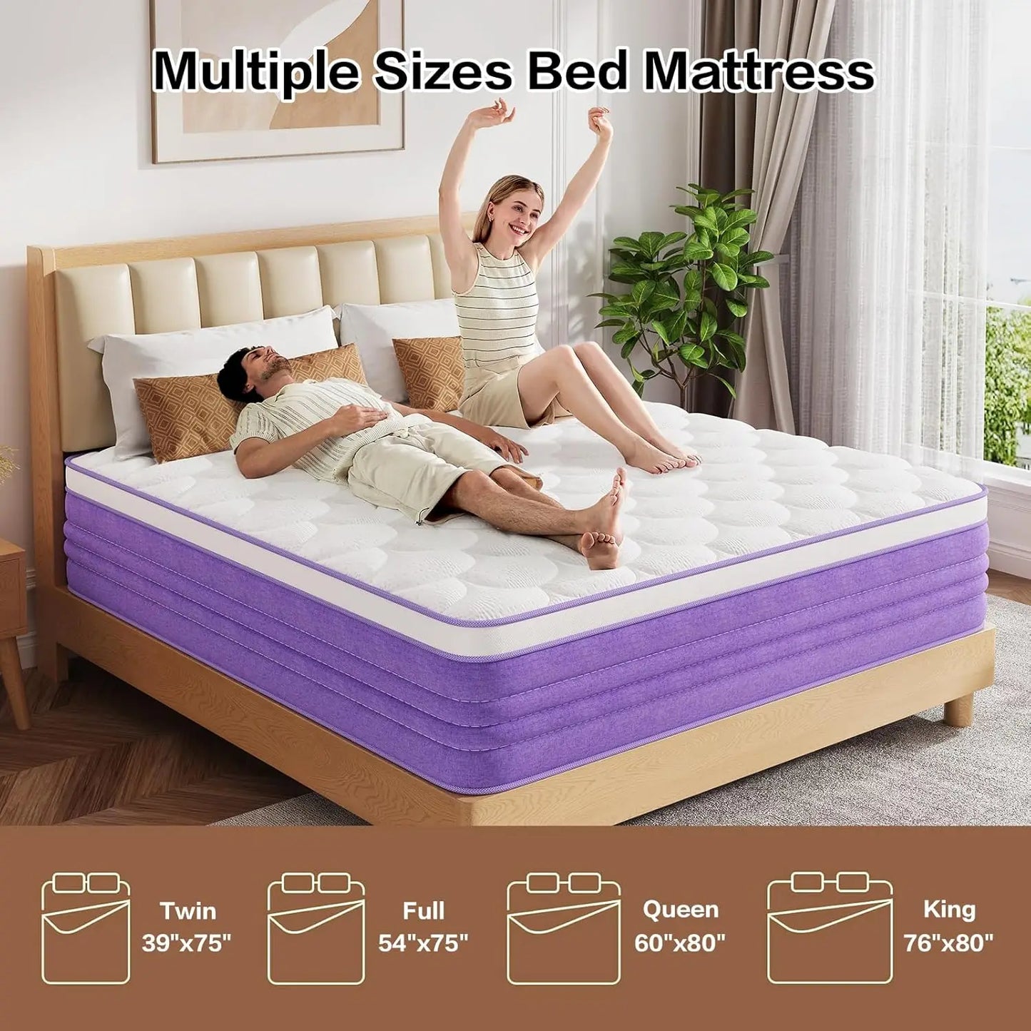 Hybrid Mattress Medium Firm Breathable Fiberglass Free CertiPUR US Certified