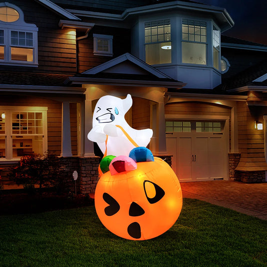 Joyfy Inflatable Halloween Ghost Pumpkin Candy Bag Yard Decor