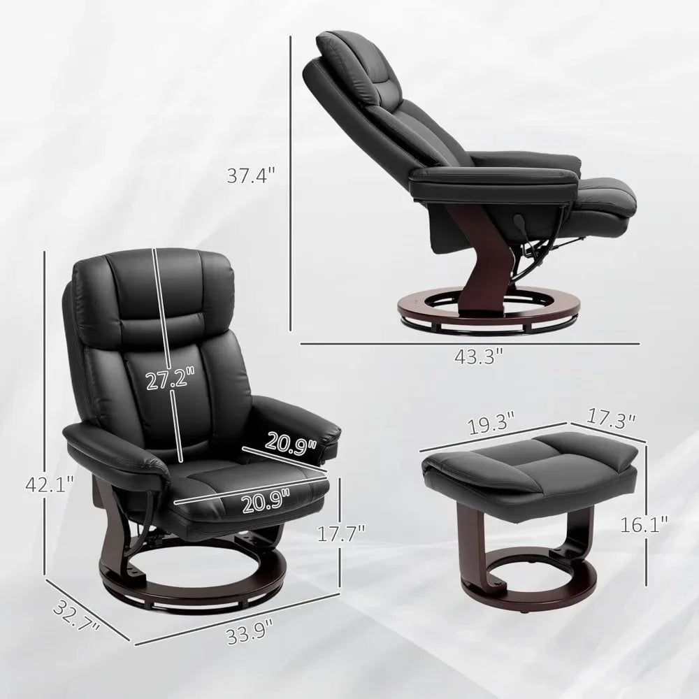 PU Leather Recliner Chair With Ottoman For Living Room