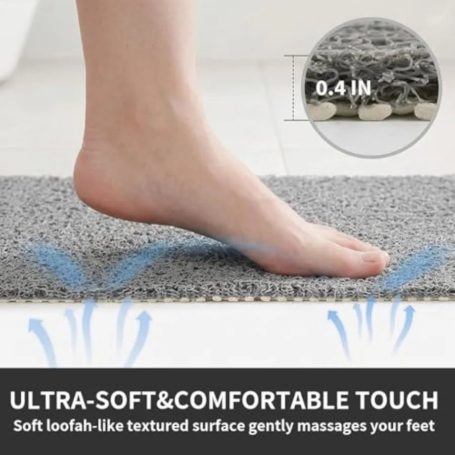 Non Slip PVC Loofah Shower Mat for Tub, Quick Drying