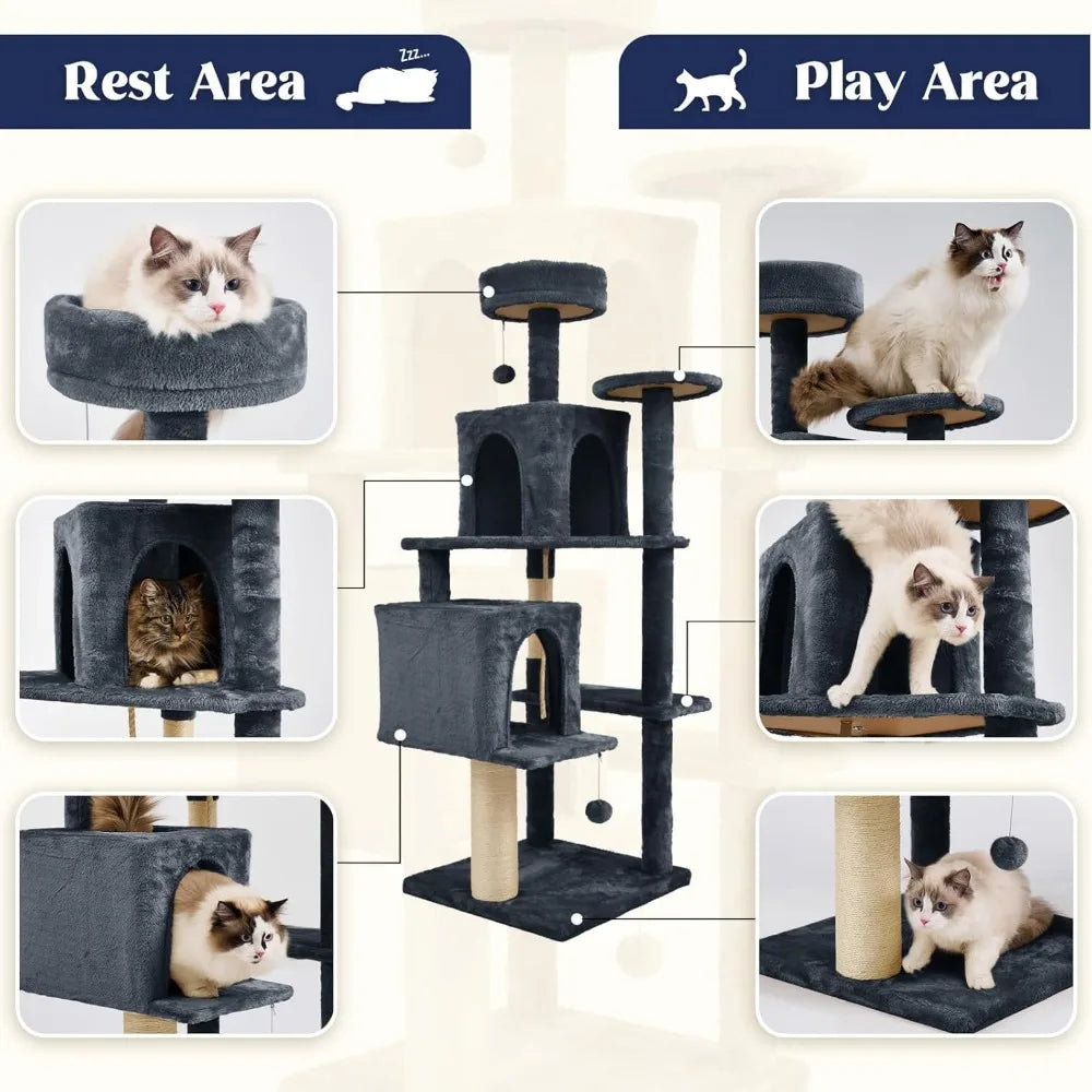 NBVCX Indoor Cat Tree Tower With Sisal Plush Scratching Posts