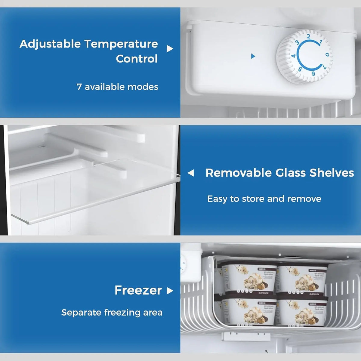 XMSJ Mini Compact Refrigerator With Freezer And Adjustable Thermostat