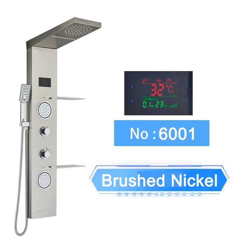 Shinesia LED Shower Panel With Waterfall Rainfall And Massage Jets