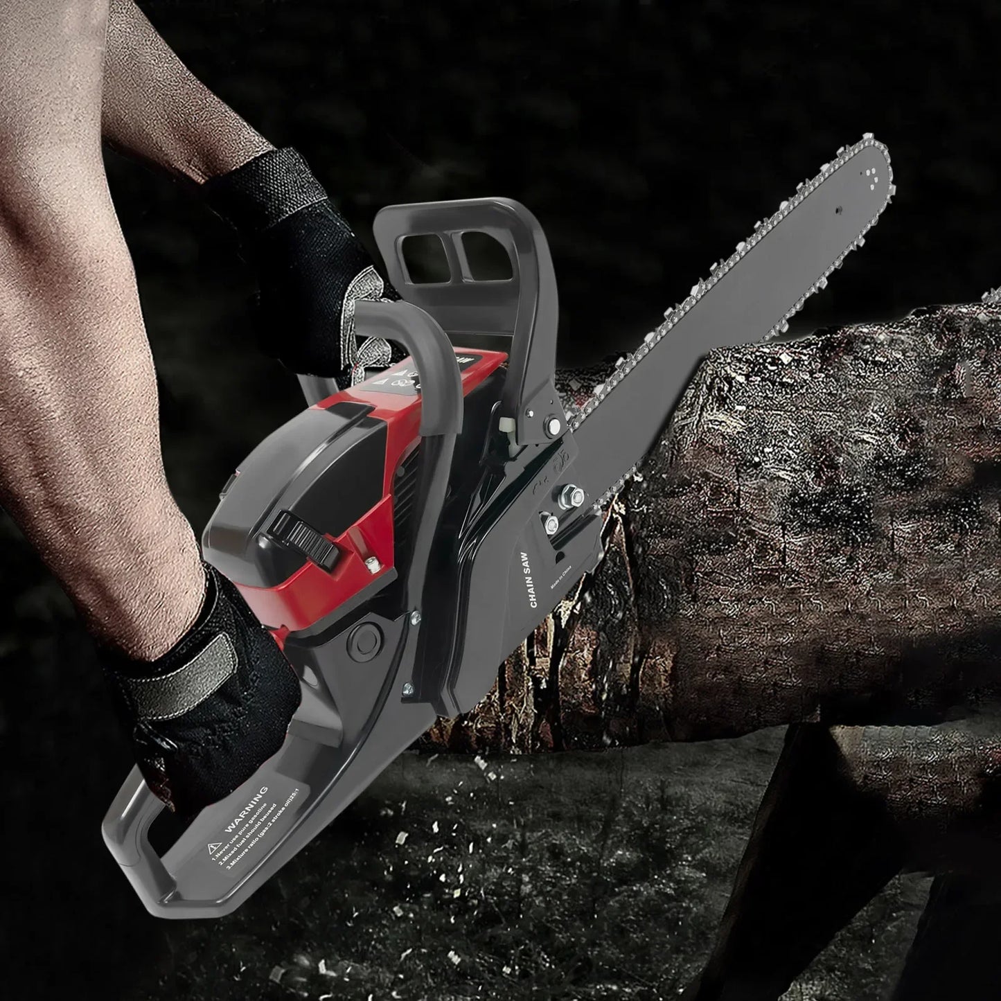 58CC 2-Stroke Gas Chainsaw 20Inch Handheld Portable Chainsaw 2400W High Power Cordless Chainsaw for Garden Pruning Tree Cutting