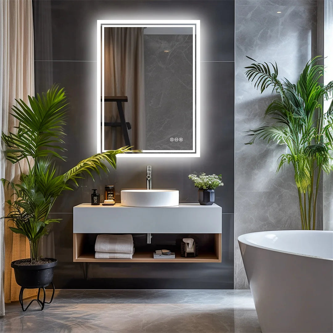 LUVODICRI LED Backlit Frameless Anti Fog Bathroom Mirror