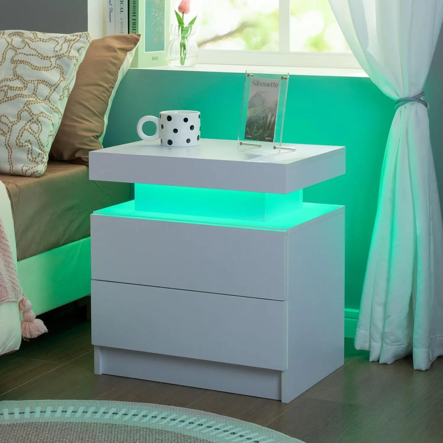 MOYU Nightstand Set of 2 With LED Drawers