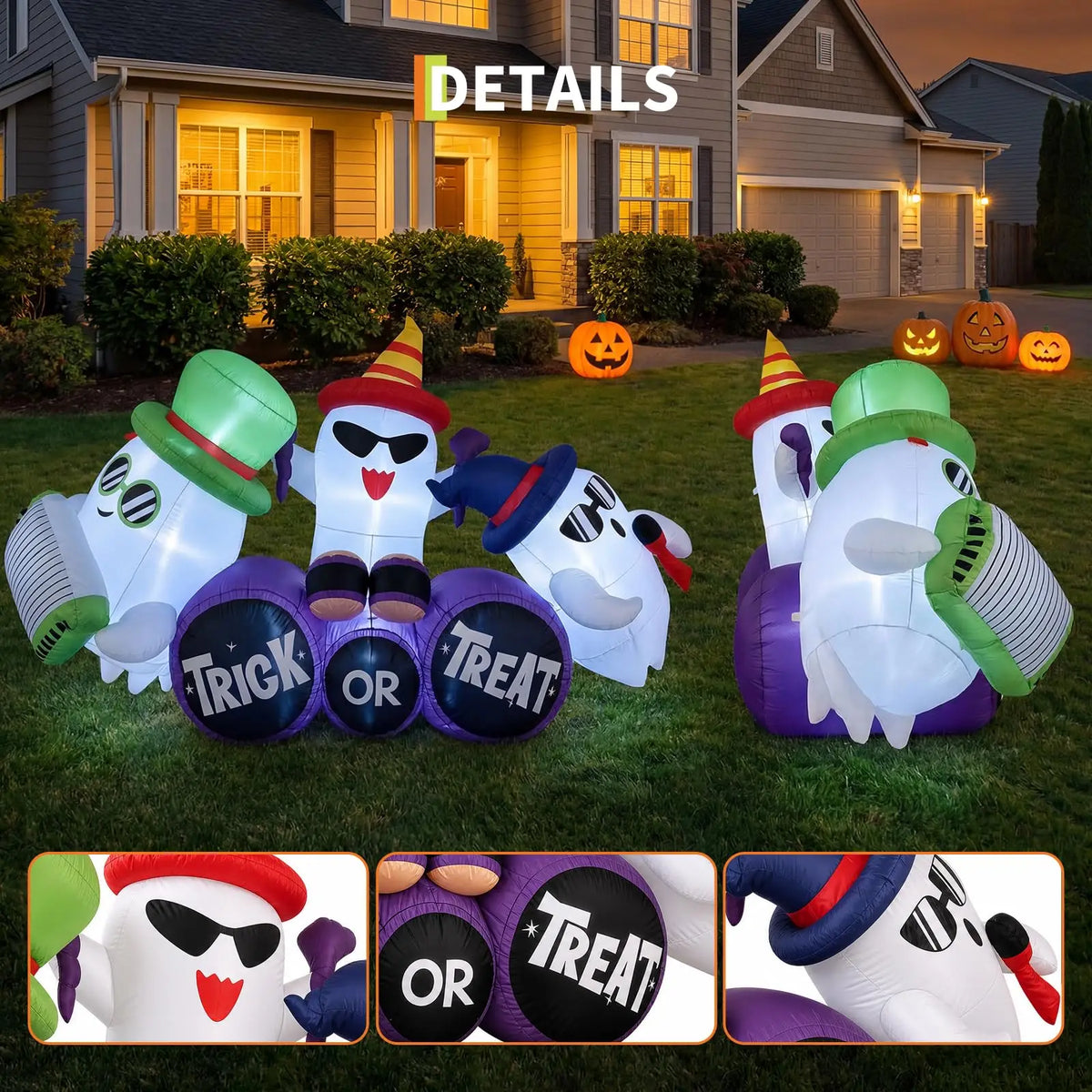 HiMISS Halloween Ghost Band Inflatable Yard Decor With LED Lights