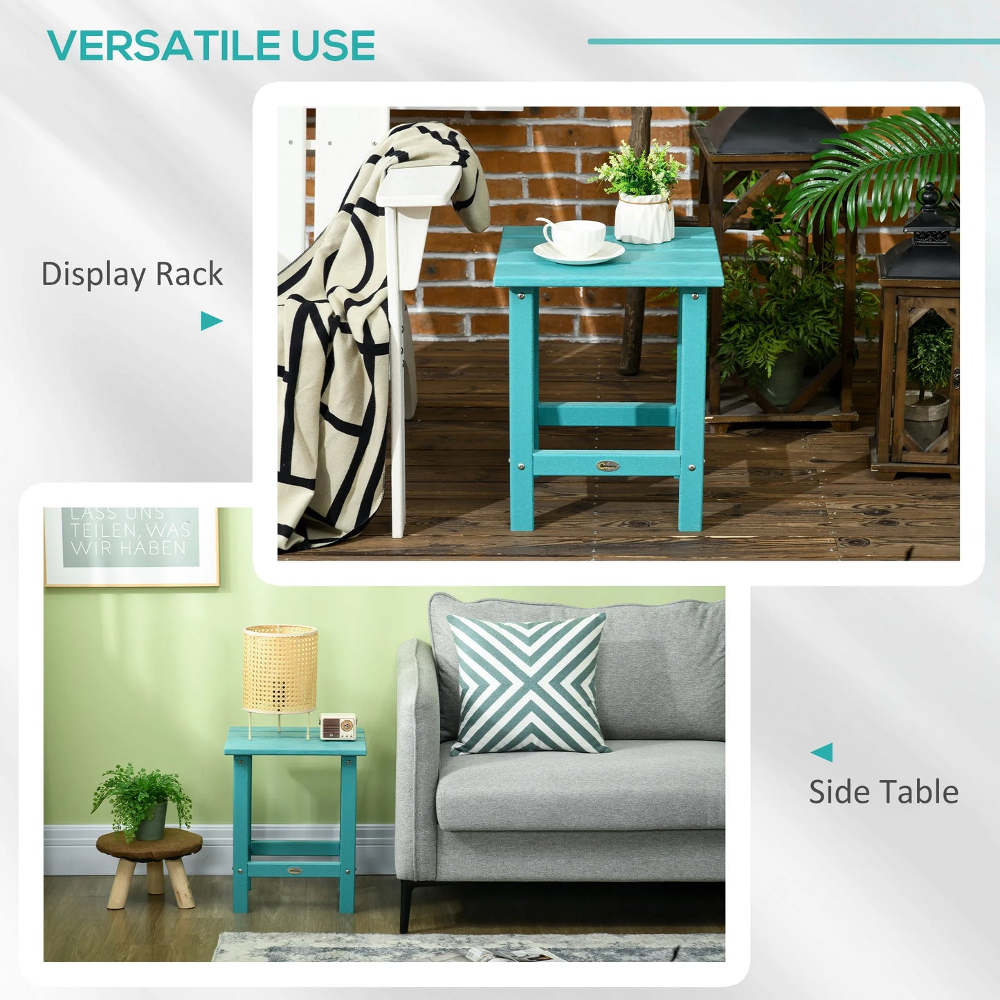 Outdoor Plastic Side Table For Patio And Garden Weather Resistant