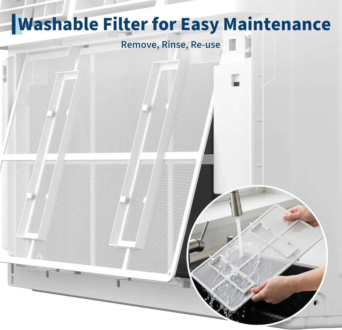 12000 btu Window Air Conditioner With Wi-fi Enabled, Remote Control, Cooling Up To 550 sq.ft, 115v Wall Mounted Window Ac Units For Rooms, Dehumidifier, Fan, Reusable Filter