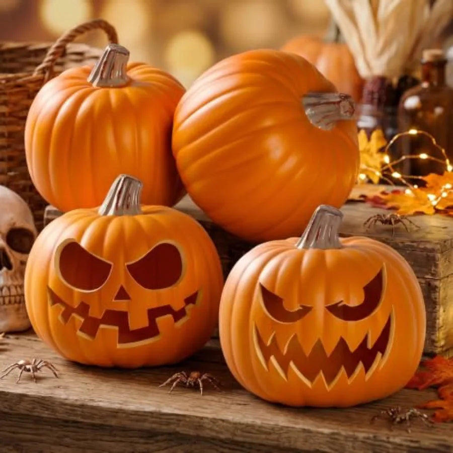 Carvable Artificial Pumpkins for Halloween and Thanksgiving Home Decor