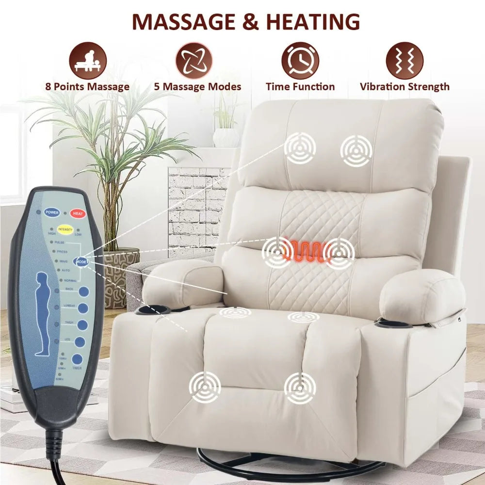 XIAOLANG Rocker Recliner Chair With Heat Massage Cup Holder