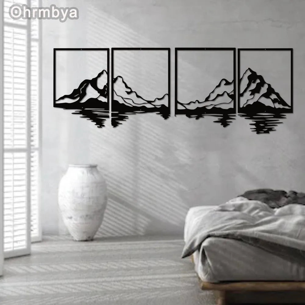Mountain Landscape Metal Wall Art For Home Entrance