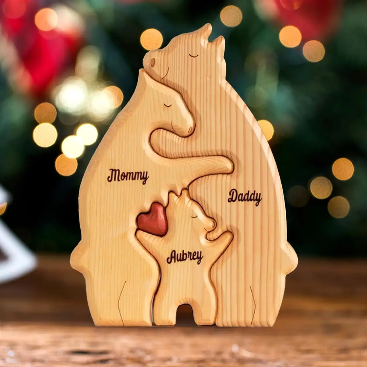 Bear Family Name Puzzle With Free Engraving For Home Desk