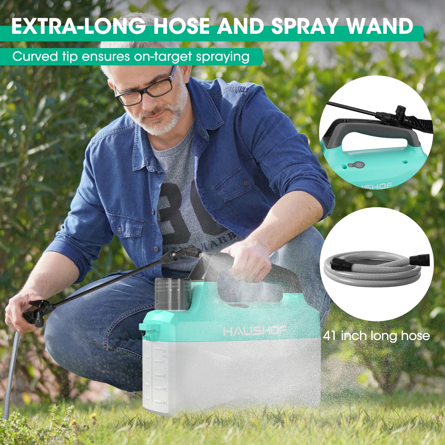 HAUSHOF 1.35 Gallon/5L Battery Powered Sprayer Weed Sprayer Battery Operated Garden Sprayer, Rechargeable Power Sprayer for Lawn