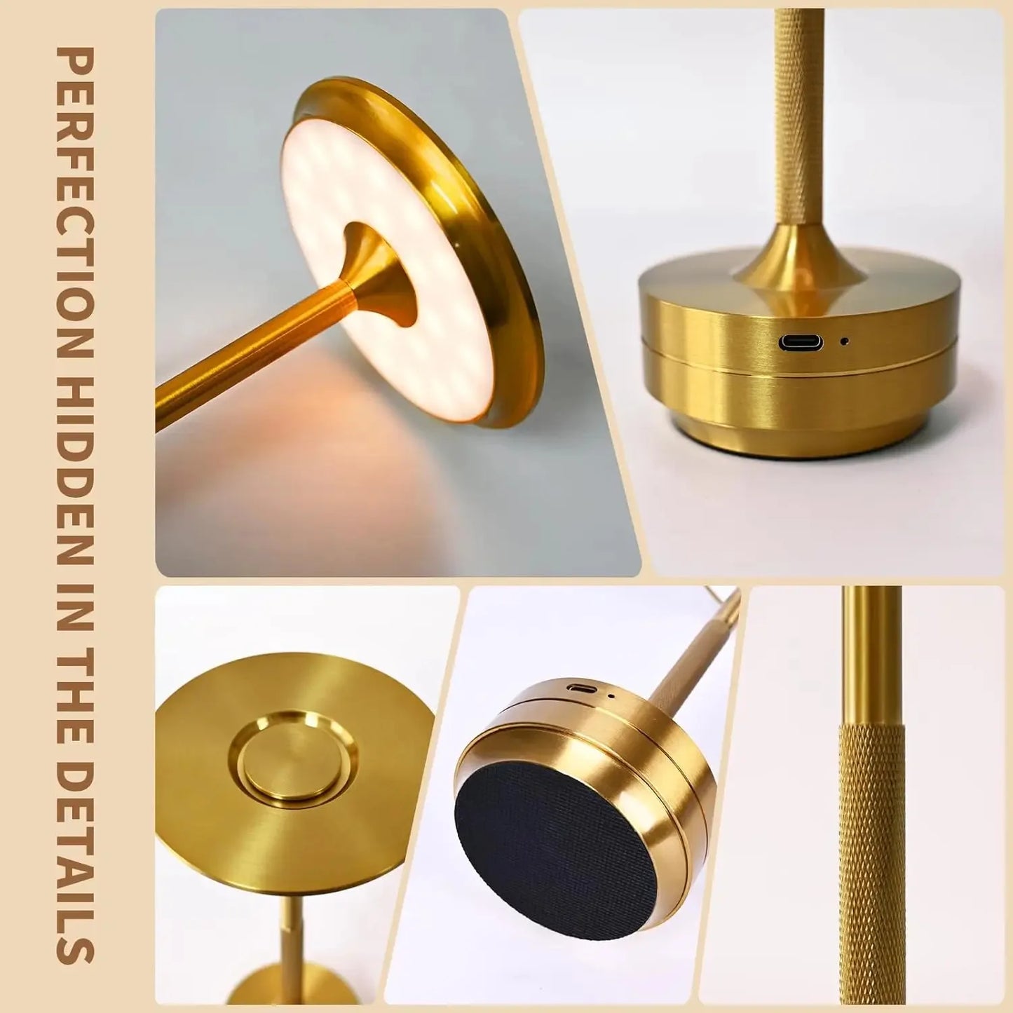 LED Desktop Lamp USB Touch Dimming Metal Recharge Night Light For Coffee Bar Restaurant Bedside Reading Decoration Table Lamps