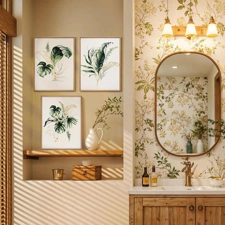 Bathroom Framed Botanical Wall Art Canvas