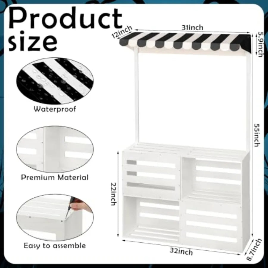 Halloween Vendor Cart Display Stand With Wooden Frame And Awning