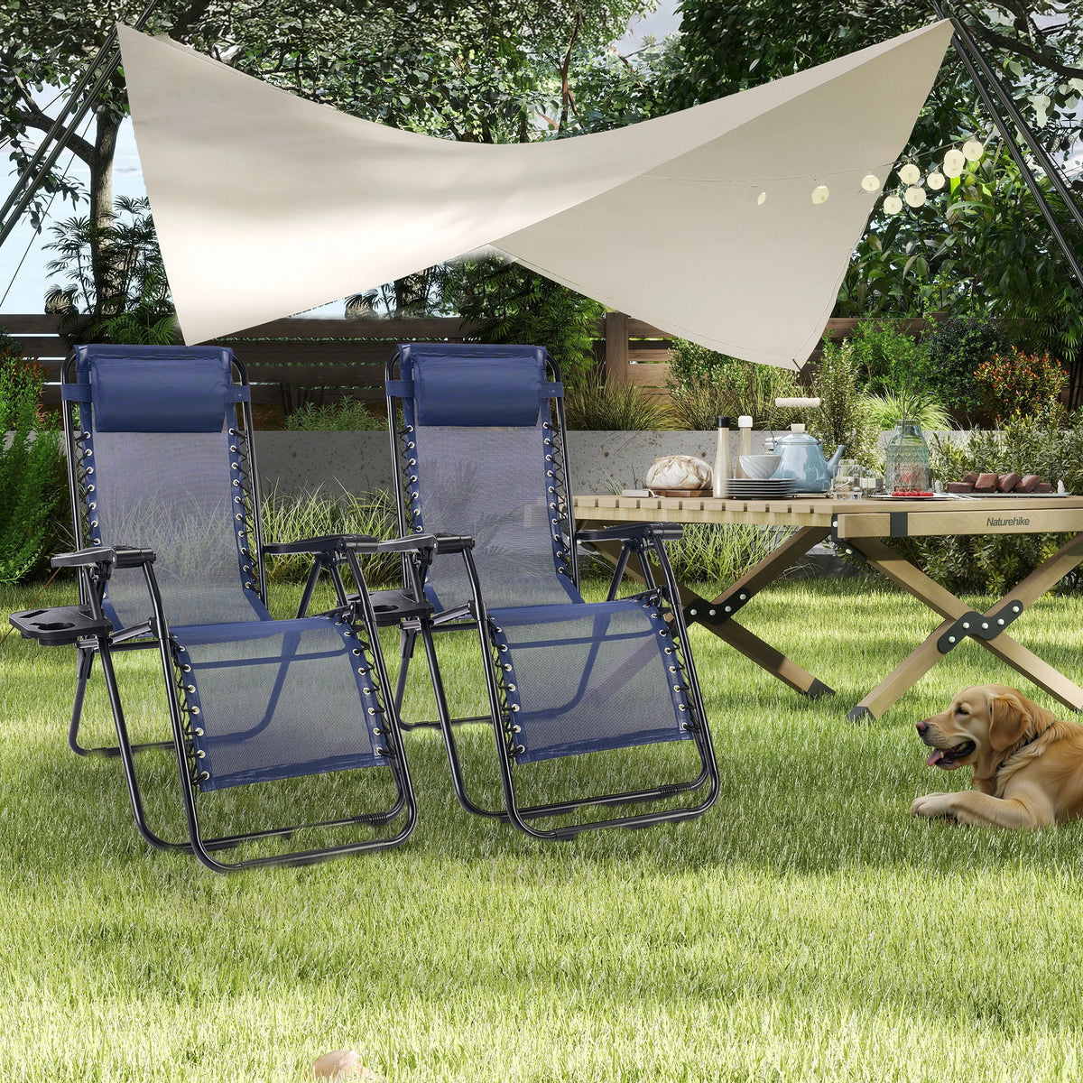JHK Zero Gravity Recliner Outdoor Folding Lounge Chair Cup Holder