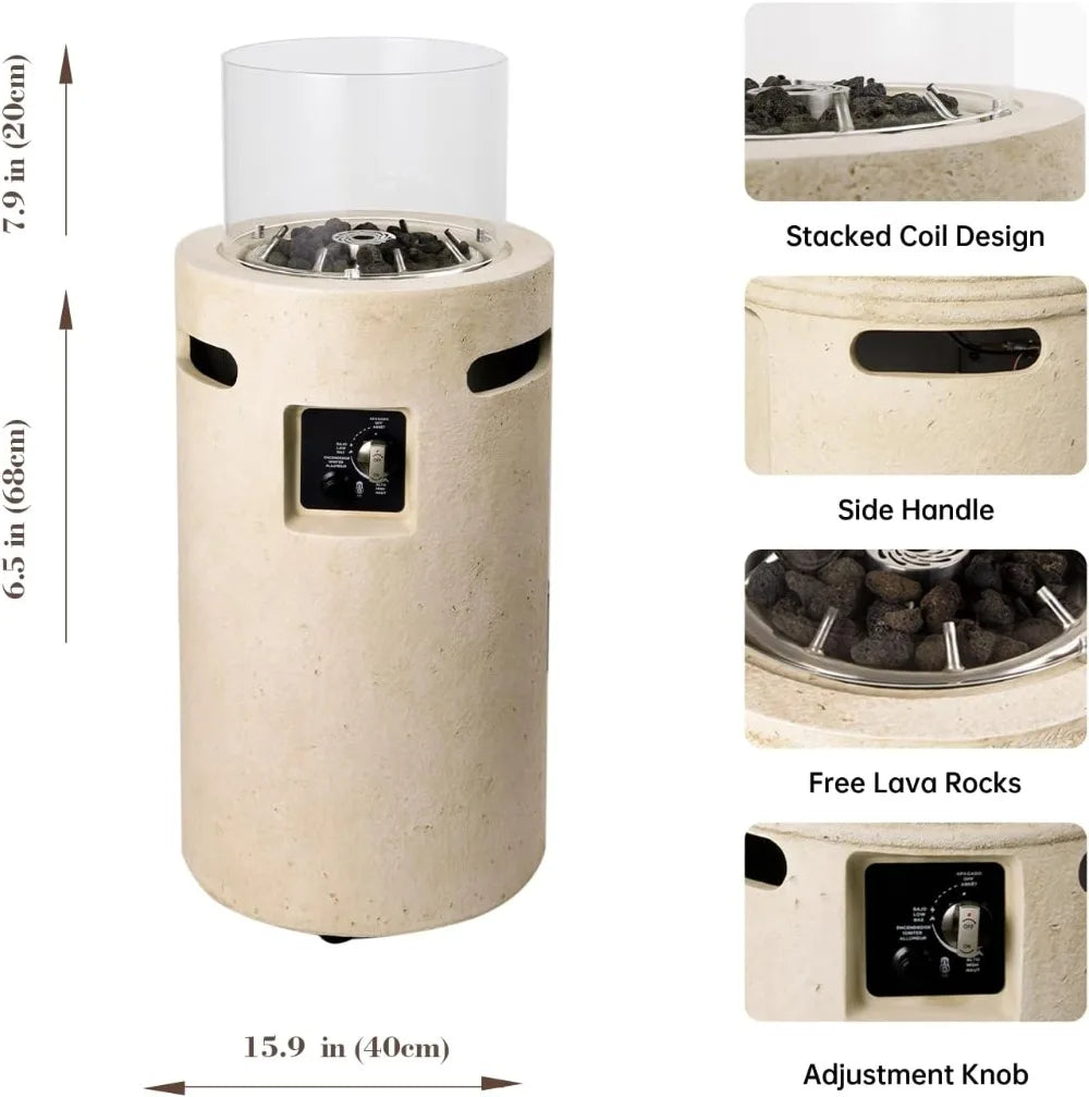 Propane Fire Pit 50,000 BTU Outdoor Heater With Wind Guard