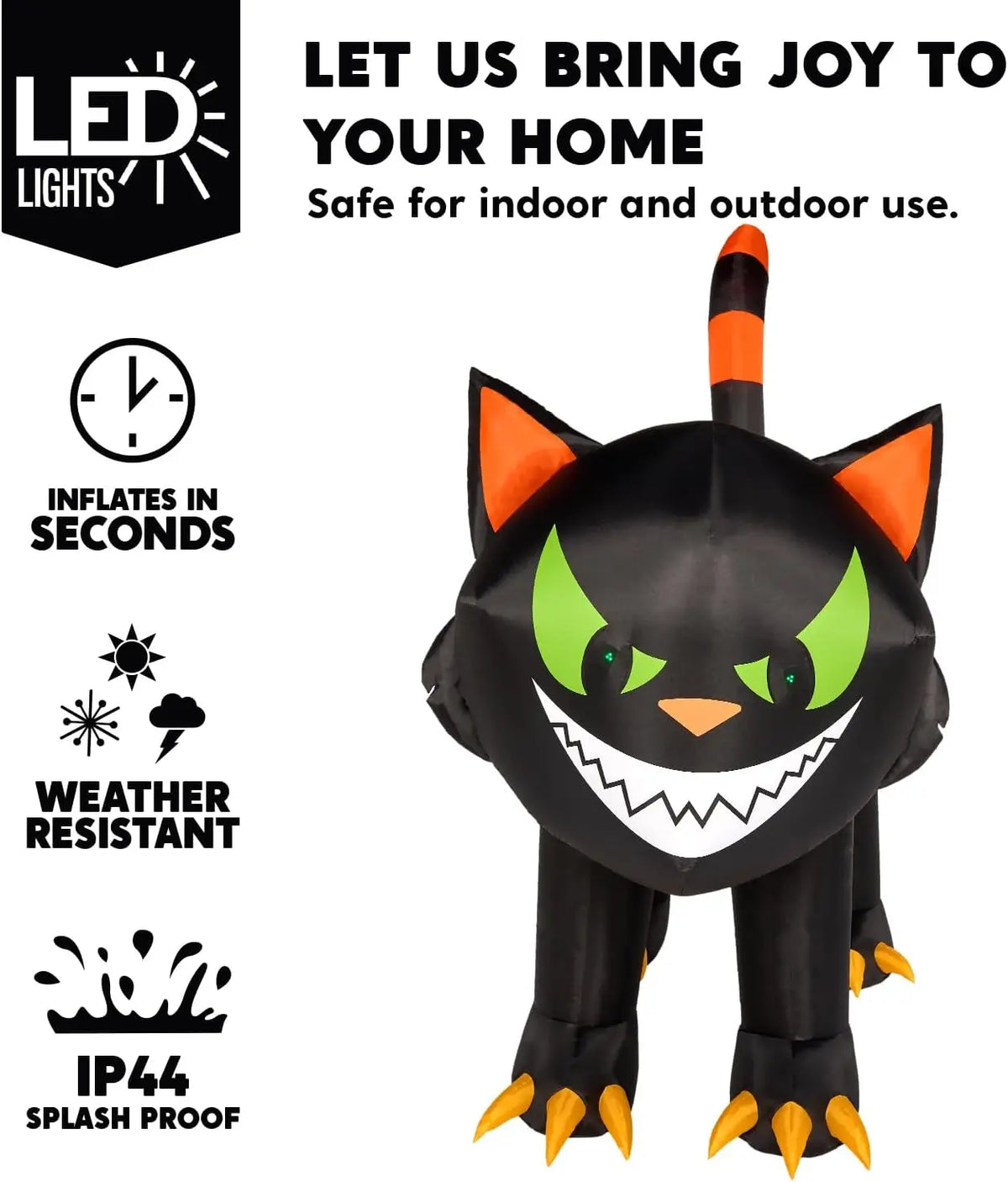Joyfy Halloween Inflatable Cat Decoration With Motion Led Yard Lights