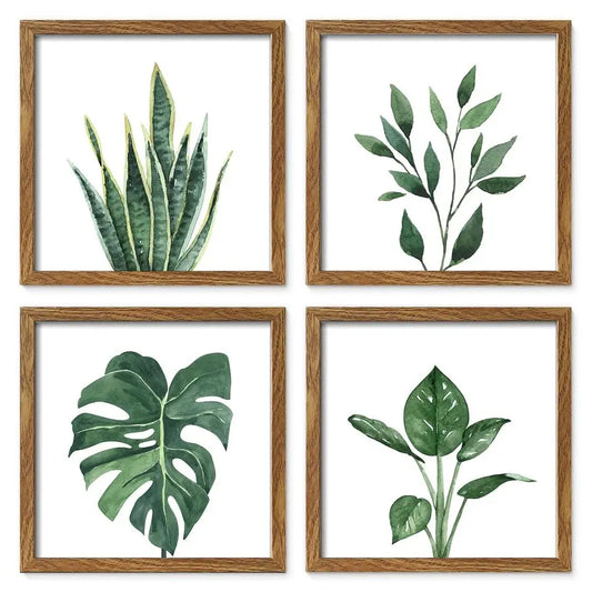 Framed Botanical Wall Art For Bathroom Minimalist Plant Print