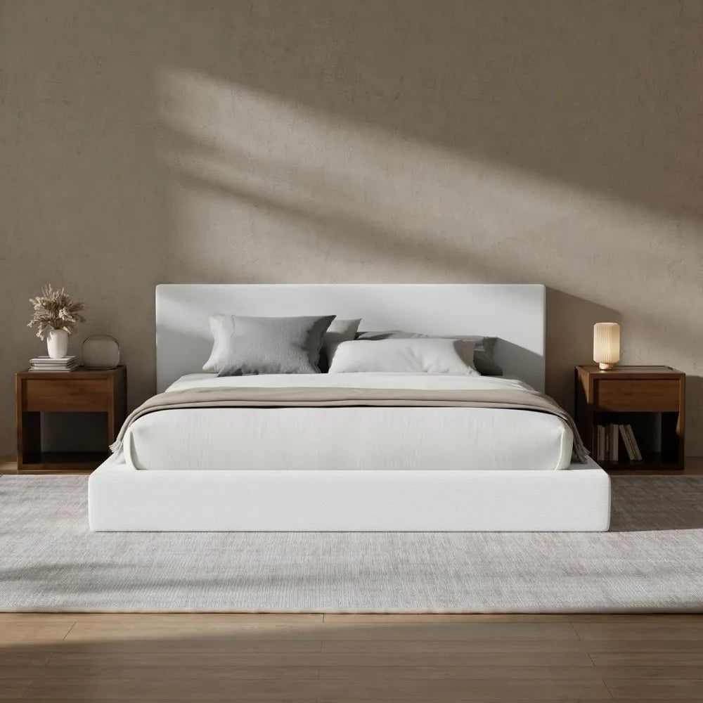 MOYU Cloud Upholstered Bed Frame With Headboard And Foam Platform