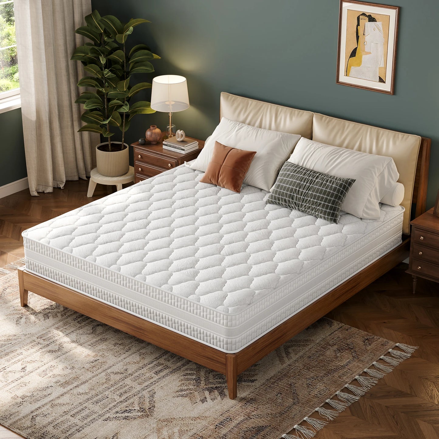 Vesgantti 10/12 in Hybrid Queen Size Mattress with Gel Memory Foam and Pocket Spring, Ergonomic & Pressure Relief, Medium Firm