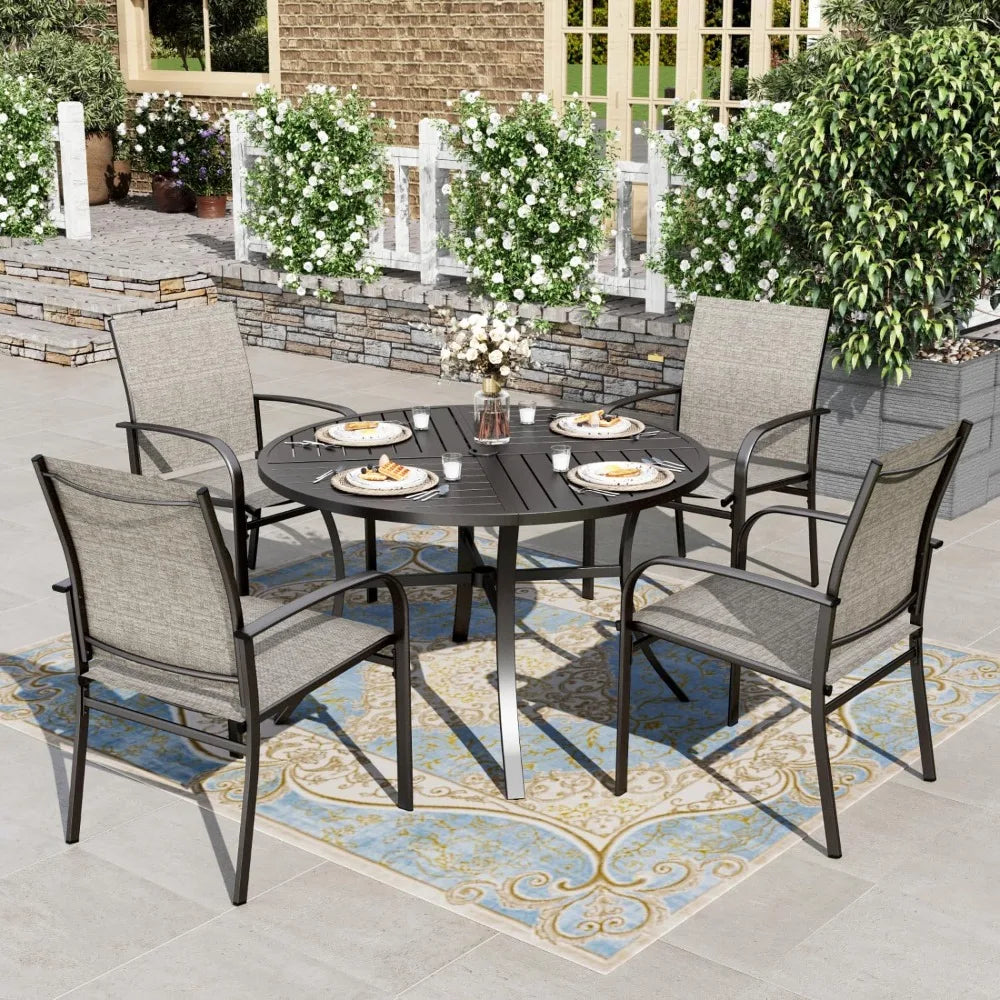 NBVCX 5-Piece Outdoor Dining Set With Round Table And Chairs