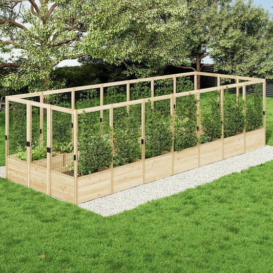 2026 New： Deer Proof Fence,.5Wx20Dx6H Outdoor Wooden Raised Garden Bed Planter with 19 Depth P