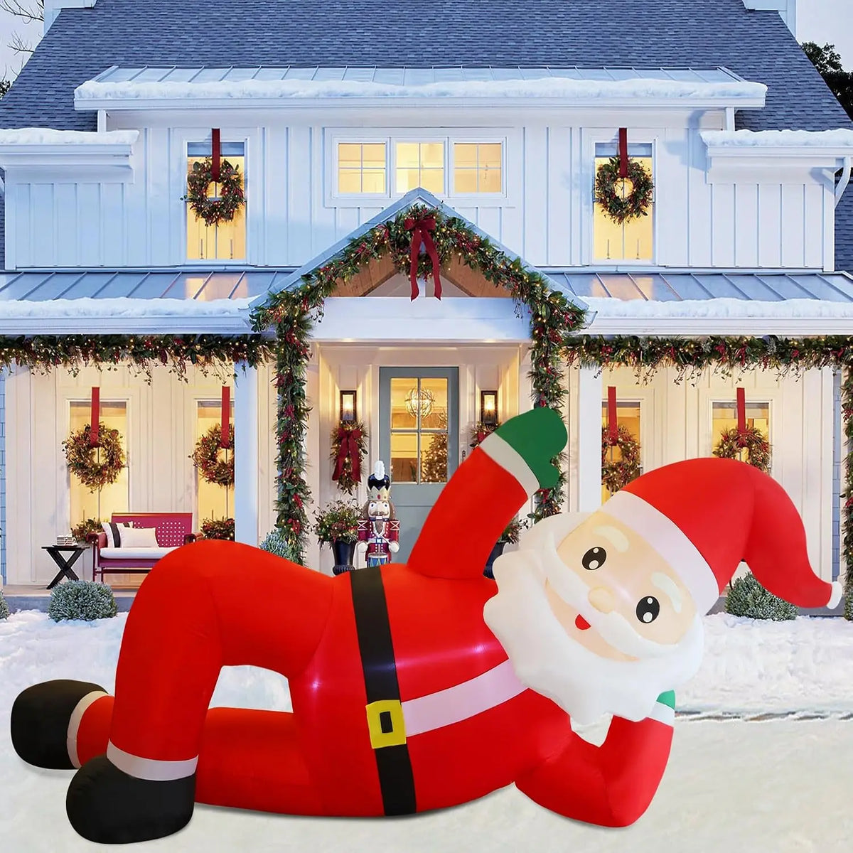 Giant Lying Santa Claus Christmas Inflatable With LED Lights
