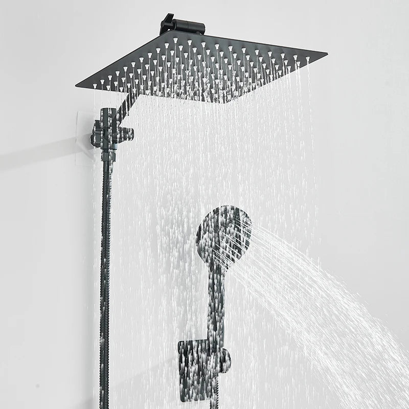 Square Stainless Steel Shower Kit With Luxury Hand Shower and Valve