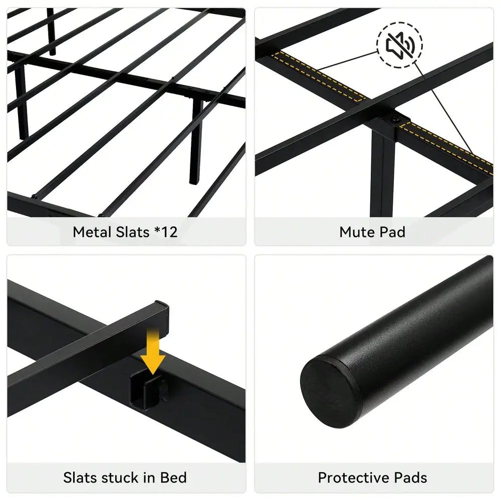 XMSJ Metal Platform Bed Frame With Headboard And Footboard