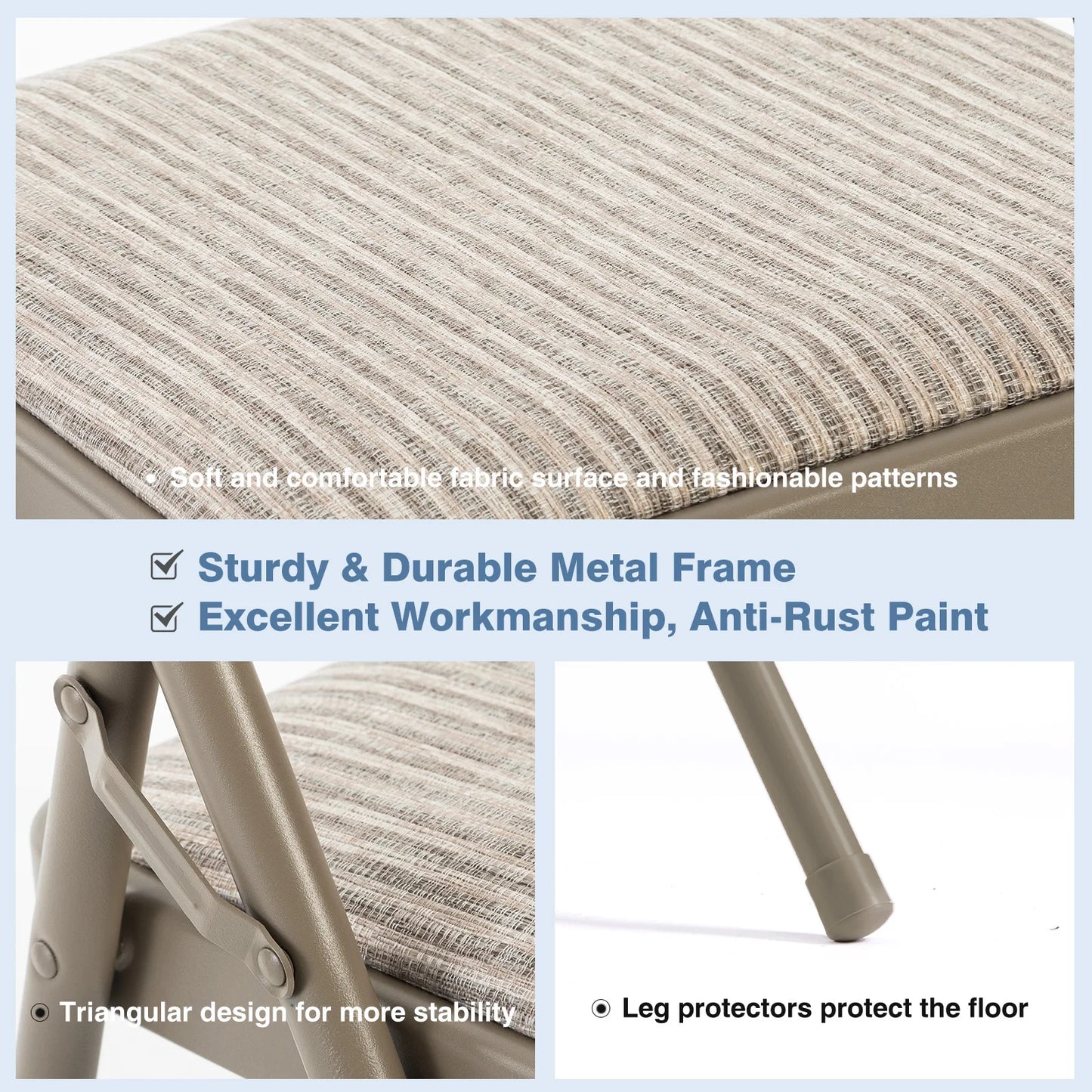 JHK 2 Pack Fabric Folding Office Chairs With Padded Seat