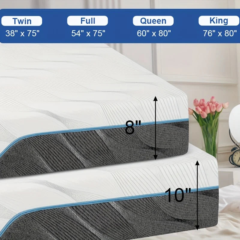 Hcore Dual-Sided Flippable Gel Memory Foam Mattress for Back Pain