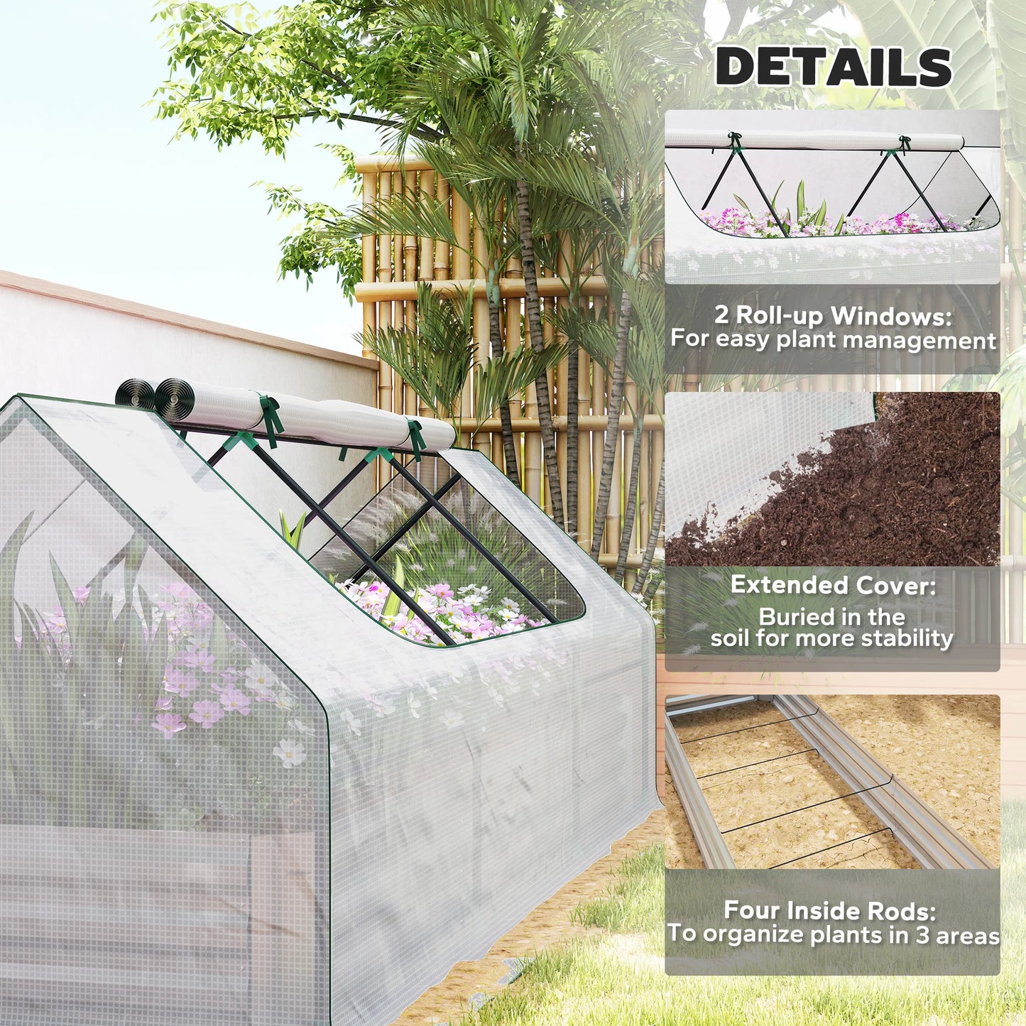 Raised Garden Bed With Mini Greenhouse For Long Rooted Veggies