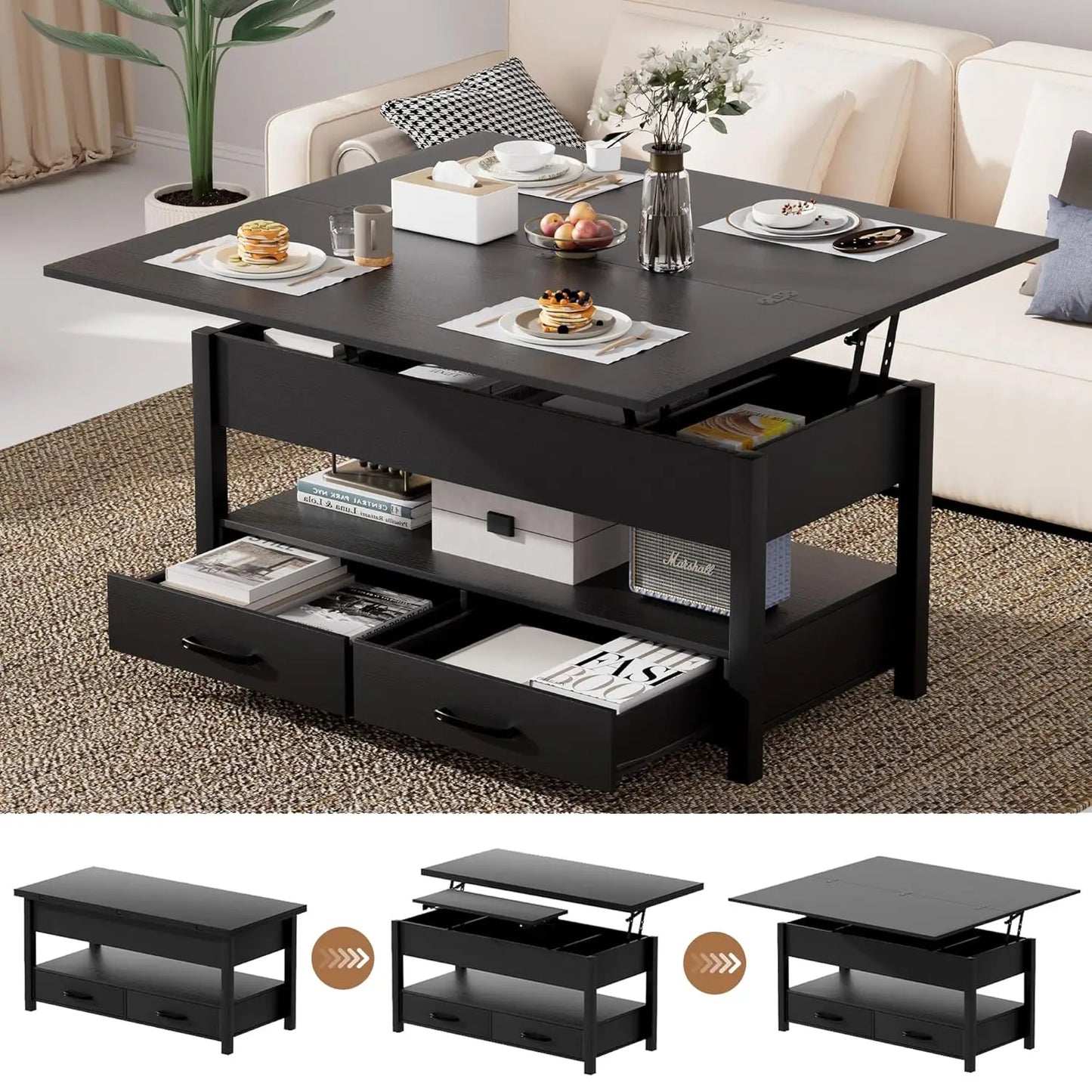 Guangbai Lift Top Coffee Table With Storage And Hidden Compartments