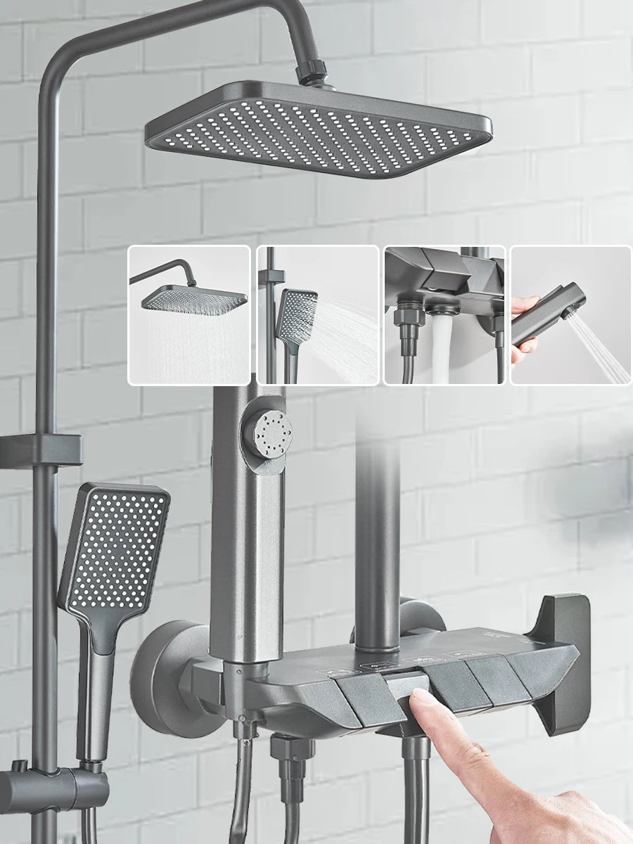 Onyzpily Four Way Piano Key Rainfall Shower Faucet System