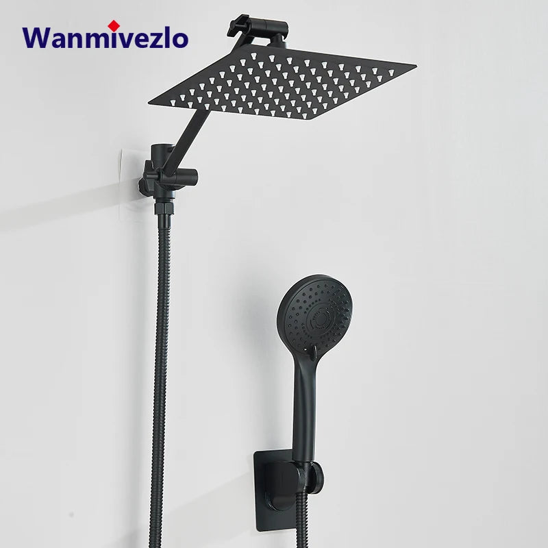 Square Stainless Steel Shower Kit With Luxury Hand Shower and Valve